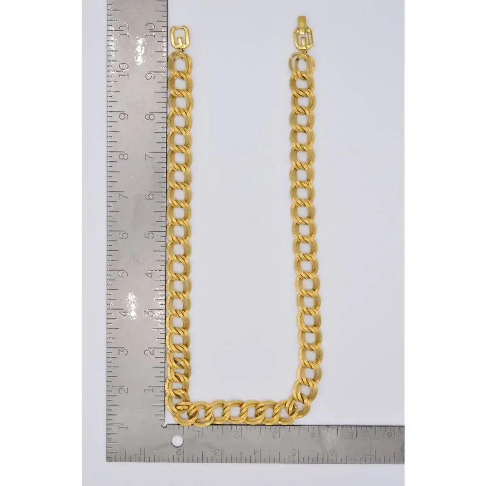 Givenchy Vintage Chunky Chain Necklace Heavy Double Linked Gold Signed 80s BinG